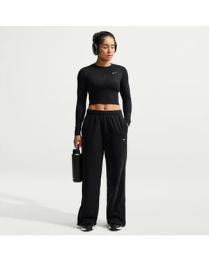 Nike One Therma-Fit Mid-Rise Wide-Leg Pants - Black