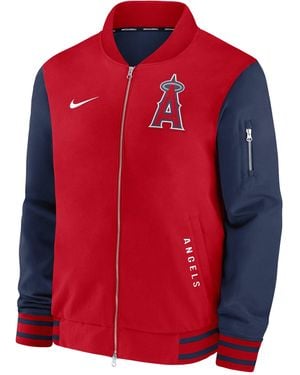 Nike Los Angeles Angels Authentic Collection Dugout Mlb Full-Zip Bomber Jacket - Red