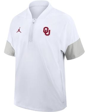 Nike Oklahoma Sideline Coach Nike Brand 1/2-Zip Short-Sleeve Hooded Jacket - White