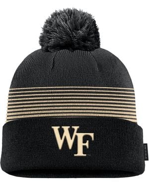 Nike Wake Forest Sideline Peak College Cuffed Pom Beanie - Black