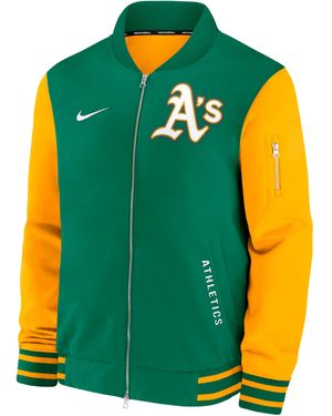 Nike Athletics Authentic Collection Dugout Mlb Full-Zip Bomber Jacket - Yellow