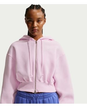 Nike Sportswear Phoenix Fleece Loose Cropped Full-Zip Hoodie - Pink