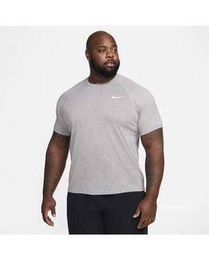 Nike Swim Hydroguard Essential Dri-Fit Uv Short Sleeve Top (Big & Tall) - Gray
