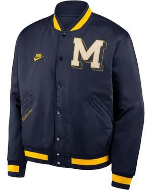 Nike Michigan Legacy Nike College Full-Snap Bomber Jacket - Blue