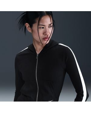 Nike Sportswear Full-Zip Hooded Long-Sleeve Top - Black