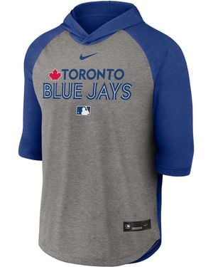 Nike Toronto Jays Authentic Collection Flux Dri-Fit Mlb 3/4-Sleeve Hooded T-Shirt - Blue