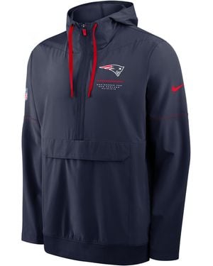 Nike New England Patriots Sideline Anorak Nfl 1/2-Zip Hooded Jacket - Blue