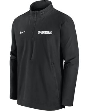 Nike Michigan State Spartans Sideline Coach College 1/2-Zip Hooded Jacket - Black