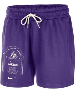 Nike Los Angeles Lakers Club Courtside Nba Fleece Shorts - Purple