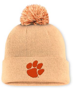 Nike Clemson Primetime Campus Toned College Cuffed Pom Beanie - Orange