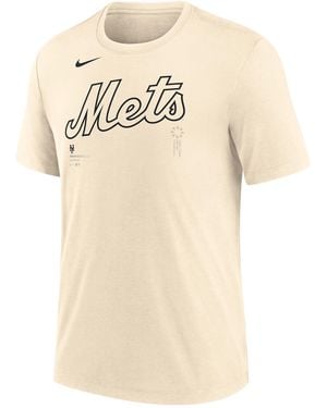 Nike New York Mets Wordmark Mlb T-Shirt - Natural