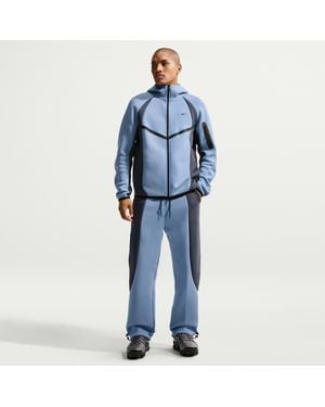 Nike Tech Color-Block Open-Hem Fleece Pants - Blue