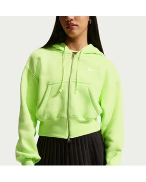 Nike Sportswear Phoenix Fleece Loose Full-Zip Cropped Hoodie - Green