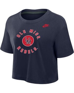 Nike Ole Miss Rebels Dri-Fit Cropped T-Shirt - Blue