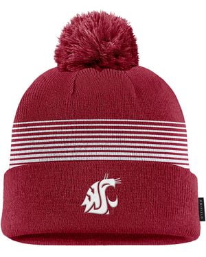 Nike Washington State Sideline Peak College Cuffed Pom Beanie - Red