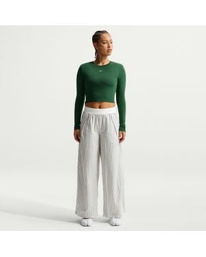 Nike Sportswear Chill Poplin Loose Mid-Rise Woven Striped Pants - Green