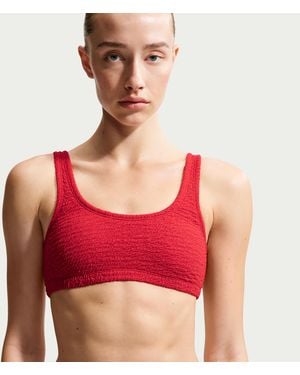 Nike Swim Shoreline Texture Bralette Bikini Top - Red