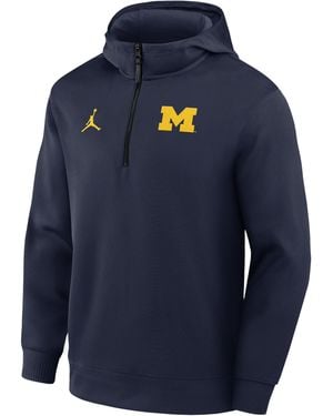 Nike Michigan Coaches Premium Brand Dri-Fit College 1/4-Zip Hoodie - Blue