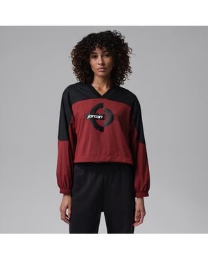 Nike Brooklyn Woven Long-Sleeve Graphic Pullover - Red