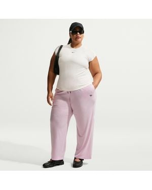 Nike Sportswear Chill Knit Mid-Rise Lightweight Open-Hem Pants (Plus Size) - Pink