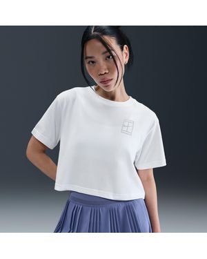 Nike Slam Dri-Fit Short-Sleeve Cropped Tennis T-Shirt - White