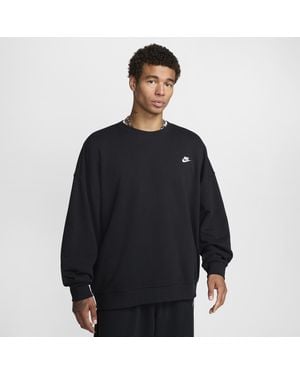 Nike Club Fleece Oversized French Terry Crew - Black