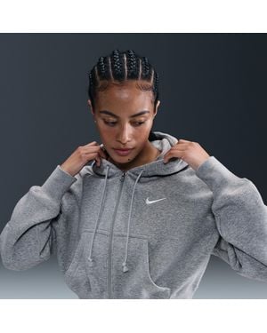 Nike Felpa Corta E Ampia Con Cappuccio E Zip A Tutta Lunghezza Sportswear Phoenix Fleece – Donna - Grigio