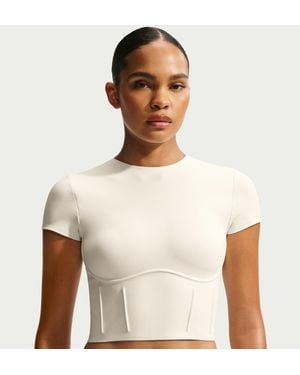 Nike Skims Matte Corset Cropped Top - White