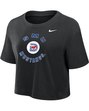 Nike Smu Mustangs Dri-Fit Cropped T-Shirt - Black