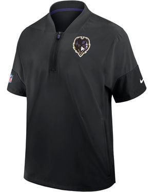 Nike Baltimore Ravens Sideline Coach Nfl 1/2-Zip Short-Sleeve Hooded Jacket - Black