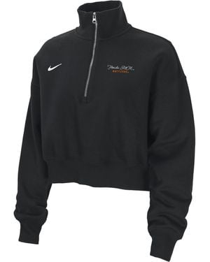 Nike College Phoenix Fleece (Florida A&M University) Cropped 1/4-Zip Pullover - Black