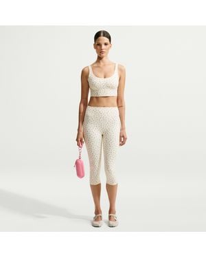 Nike Skims Matte Printed High-Waisted Cropped 17" Leggings - White