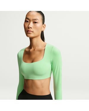 Nike Zenvy Light-Support Padded Long-Sleeve Sports Bra - Green