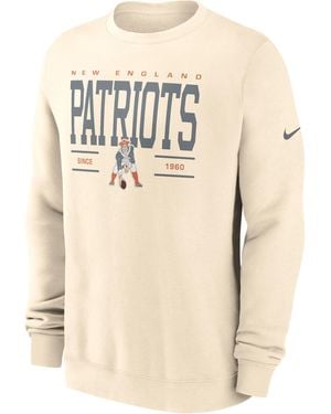 Nike New England Patriots Club Nfl Pullover Crew - Natural