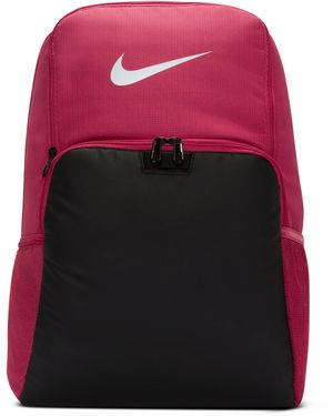 nike brasilia backpack 30l XL The front of the backpack has two additional zip fastening pockets with the signature Nike swoosh logo printed on the top pocket in white Nike Brasilia Extra Large Backpack