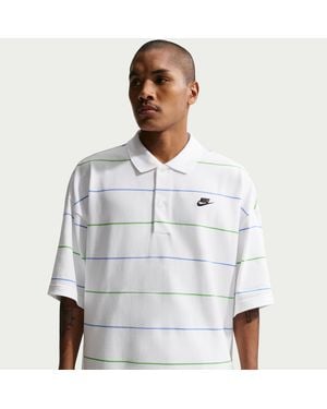 Nike Sportswear Club Oversized Striped Polo - White