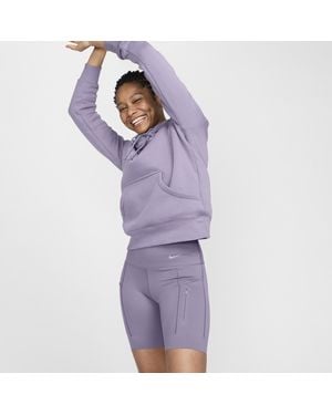 Nike 'Go Firm-Support High-Waisted 8" Biker Shorts With Pockets - Purple