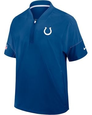 Nike Indianapolis Colts Sideline Coach Nfl 1/2-Zip Short-Sleeve Hooded Jacket - Blue