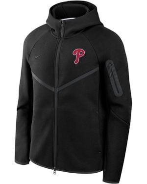 Nike Philadelphia Phillies Tech Fleece Windrunner Mlb Full-Zip Hooded Jacket - Black