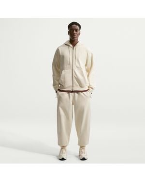 Nike Solo Swoosh Cuffed Fleece Pants - Natural