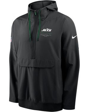 Nike New York Jets Sideline Anorak Nfl 1/2-Zip Hooded Jacket - Black