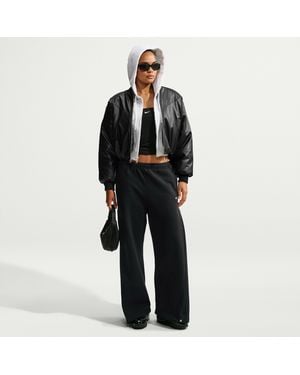 Nike Studio Fleece Medium Weight Loose Pleated Snap Pants - Black