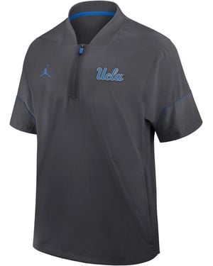 Nike Ucla Sideline Coach Brand College 1/2-Zip Short-Sleeve Hooded Jacket - Blue
