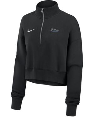 Nike College Phoenix Fleece (Southern College And A&M College) Cropped 1/4-Zip Pullover - Black