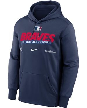 Nike Atlanta Braves 2026 Postseason Authentic Collection Therma-Fit Mlb Pullover Hoodie - Blue