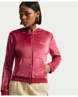 Nike Sportswear Full-Zip Long-Sleeve Hooded Top - Red