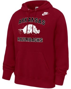 Nike Arkansas Razorbacks Club Football Fleece Pullover Hoodie - Red