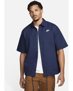 Nike Club Short-Sleeve Oxford Button-Up Shirt - Blue
