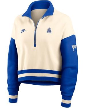 Nike Duke Legacy College Cropped Oversized 1/4-Zip Crew - Blue