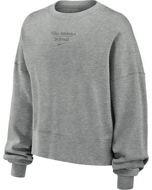 Nike Phoenix Fleece Softball Crew-Neck Sweatshirt - Gray